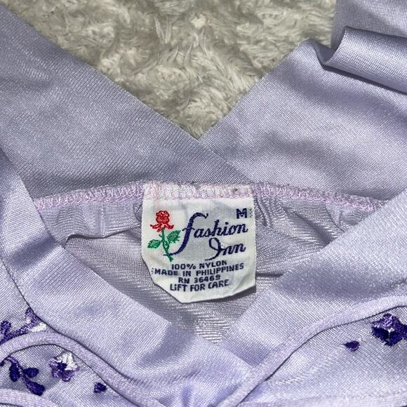 Vintage Fashion Inn lavender embroidered maxi slip nightgown, size med - Picture 8 of 8